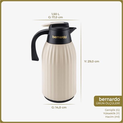 Bernardo Silva Cam Termos Krem 1.5 Litre
