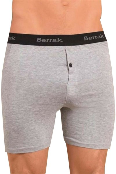 Berrak 6 Adet Gri Renk Düğmeli Likralı Boxer Gri L