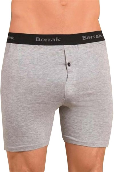 Berrak 6 Adet Gri Renk Düğmeli Likralı Boxer Gri L