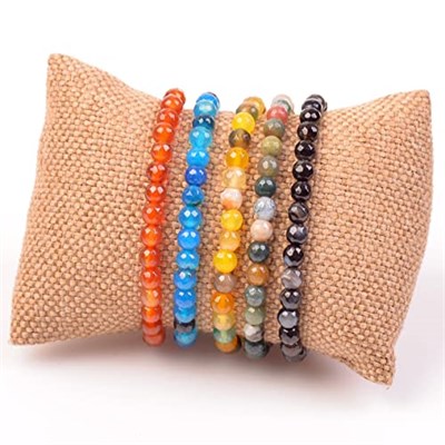 Beş Adet Akik Taşı Bileklik / 6 mm - Taş Sandığı