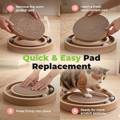 Best Pet Supplies Aktif Oyun için Scratch and Spin Kedi Scratcher Yedek Pedleri, Doğal Geri Dönüştürülmüş Oluklu Mukavva, Davranışları Destekler, Stresi Azaltır - 5 Adet