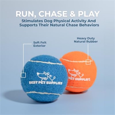 Best Pet Supplies Köpekler için Gıcırtılı Tenis Topları, 2li Paket, Atmak ve Getirmek için Ağır Hizmet İnteraktif Evcil Hayva - Seçenekler: Large (Pack of 2), Small (Pack of 4), Medium (Pack of 4)...