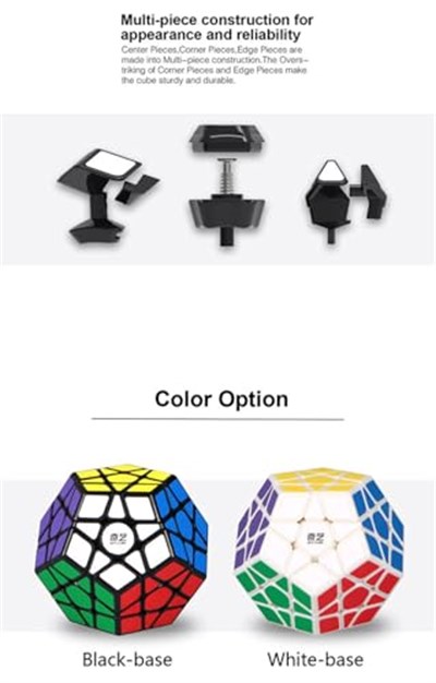 BestCube Megaminx Hız Küpü, 3x3x3 Beşgen Hız Küpü Dodecahedron Sihirli Küp Bulmaca Siyah