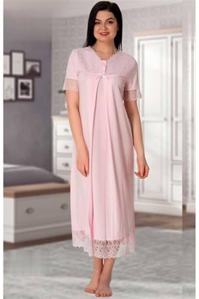 Bestin Kadın Pembe Hamile Lohusa Dantelli Gecelik 5042