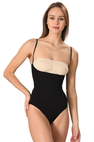 Bestin Kadın Siyah Lohusa Göğüsü Açık Slip Body Korse