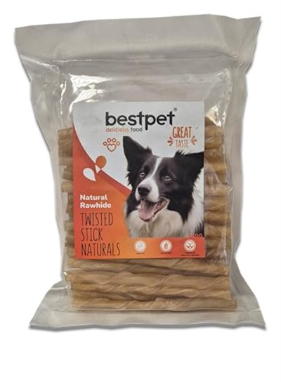 Bestpet Twisted Stick Naturals,%100 Doğal Deri Burgu Köpek Ödül Çubuğu 350 gr