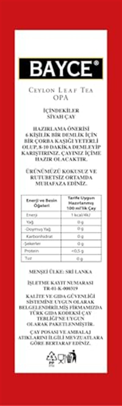 Beta Bayce Opa Siyah Çay 500 gr