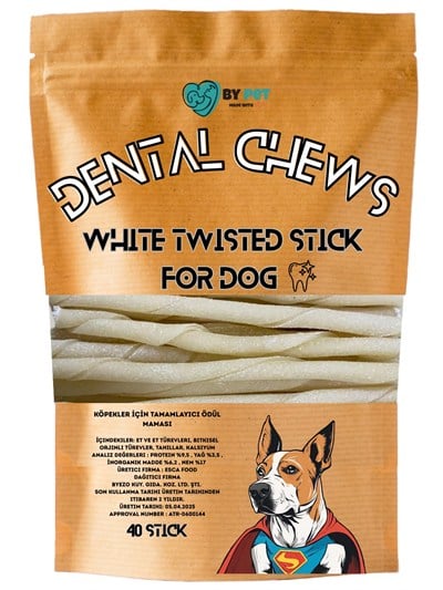 Beyaz Burgu Çubuk Köpek Ödül Ve Çiğnemi Kemiği- 40 Adet Maxi Paket