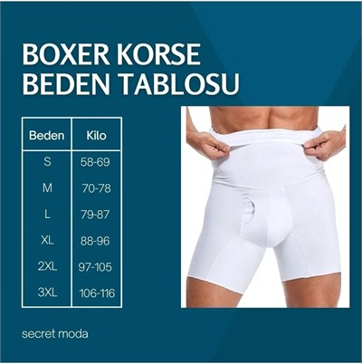 Beyaz Göbek Toparlayıcı Sıkılaştırıcı Anında Göbek Inceltici Erkek Boxer Korse