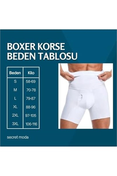 Beyaz Göbek Toparlayıcı Sıkılaştırıcı Anında Göbek Inceltici Erkek Boxer Korse