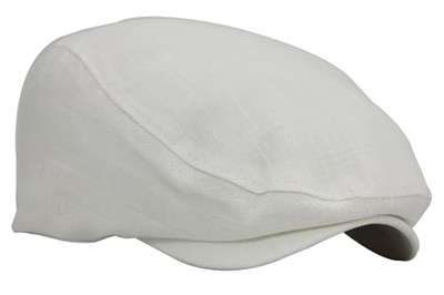 Beyaz Kasket Pamuklu London Flat Cap Şapka