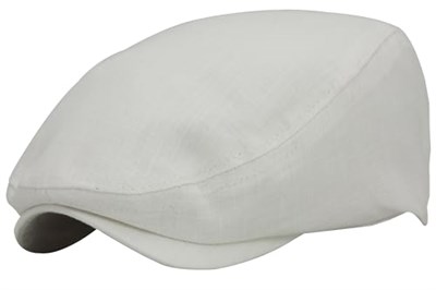 Beyaz Kasket Pamuklu London Flat Cap Şapka