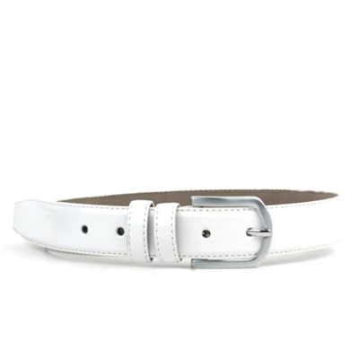 Beyaz Rugan 3,5 cm Erkek Çocuk Klasik Kemer (85-110cm)