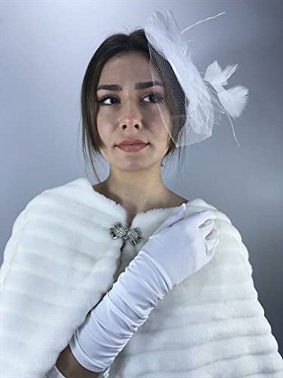 Beyaz Saten Uzun Eldiven Ve Beyaz Vualet Nikah Takımı