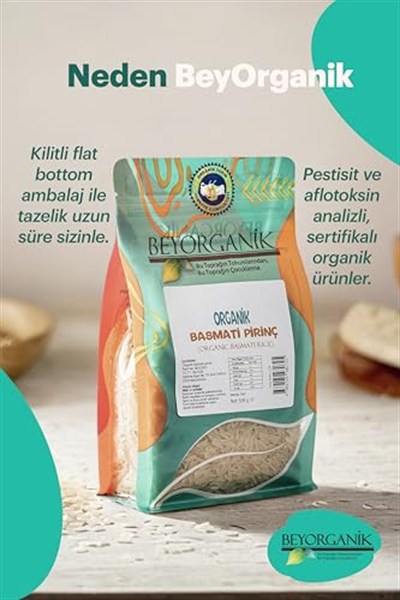 Beyorganik Organik Basmati Pirinç 500gr (PESTİSİT VE AFLATOKSİN ANALİZLİ)
