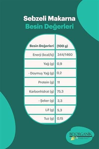 Beyorganik Organik Sebzeli Çocuk Makarna Ispanak-Pancar-Balkabak 240 gr