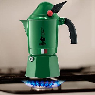 Bialetti 2762 Moka Express Alpina (Dağ Avcıları Korpları) Espresso Pişirici, Alüminyum, Yeşil