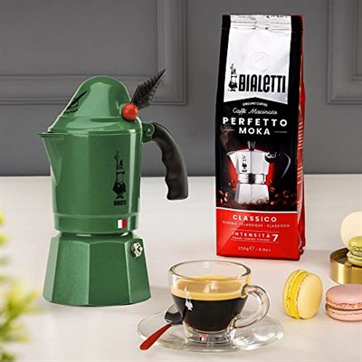 Bialetti 2762 Moka Express Alpina (Dağ Avcıları Korpları) Espresso Pişirici, Alüminyum, Yeşil