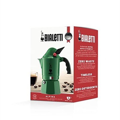Bialetti 2762 Moka Express Alpina (Dağ Avcıları Korpları) Espresso Pişirici, Alüminyum, Yeşil