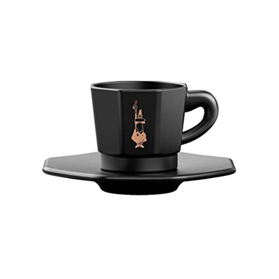 Bialetti - 4lü Espresso Fincan Seti - Sekizgen Tasarım - Siyah Renk - Porselen - Seçenekler: Klasik, 4 fincan siyah/beyaz