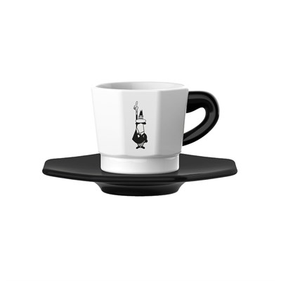 Bialetti - 4lü Espresso Fincan Seti - Sekizgen Tasarım - Siyah Beyaz Karma Renk - Porselen - Seçenekler: 4 fincan siyah/beyaz, Klasik