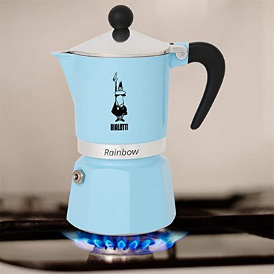 Bialetti 5041 Rainbow Espresso Pişirici, Alüminyum, Açık Mavi, 1 Fincan