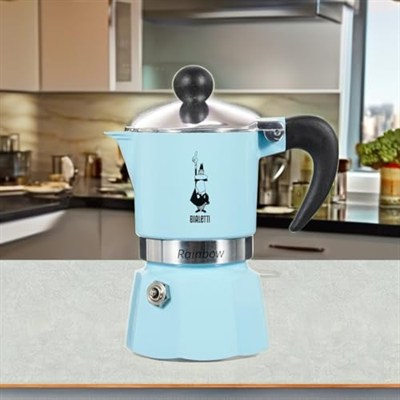 Bialetti 5041 Rainbow Espresso Pişirici, Alüminyum, Açık Mavi, 1 Fincan