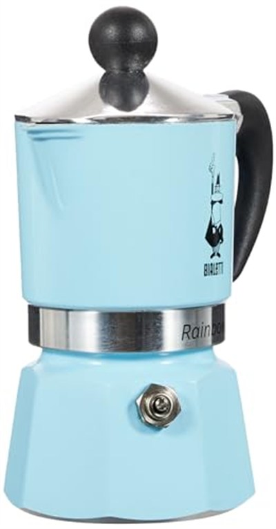 Bialetti 5041 Rainbow Espresso Pişirici, Alüminyum, Açık Mavi, 1 Fincan