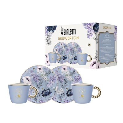 Bialetti Bridgerton 2 Fincan ve 2 Tabak Seti, Porselen, 80 ml