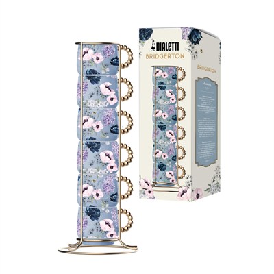 Bialetti Bridgerton 6lı İstiflenebilir Bardak Seti, Porselen, Bulaşık Makinesinde Yıkanmaz, Mikrodalgada Kullanılmaz, 60 ml