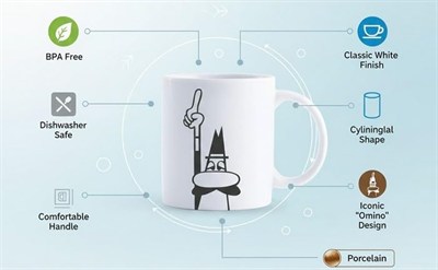 Bialetti - Kupa - Mug - 250mL - Bialetti İkonik Bıyıklı Adam Desenli - Porselen