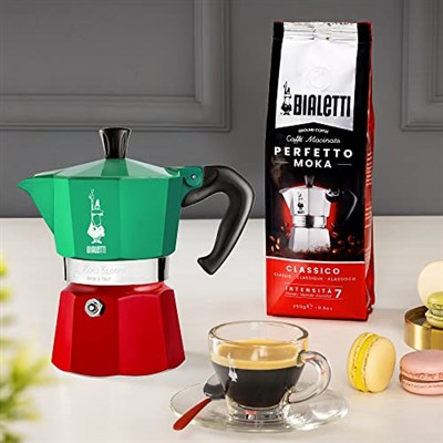 Bialetti - Moka Express Italia: 3 Cups Ocak Üstü Espresso Pişirici - 130ml - Karma Renk - Alüminyum Gövde - Patentli Güvenlik Valfi - Tüm Ocak Türleri İçin Uygundur (İndüksiyon Hariç)