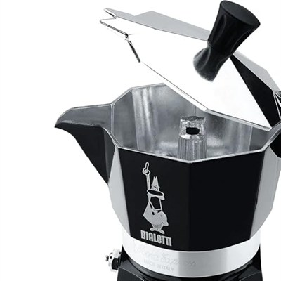 Bialetti - Moka Express Siyah: 6 Cups Ocak Üstü Espresso Pişirici - 270ml - Alüminyum Gövde - Patentli Güvenlik Valfi - Tüm Ocak Türleri İçin Uygundur (İndüksiyon Hariç)