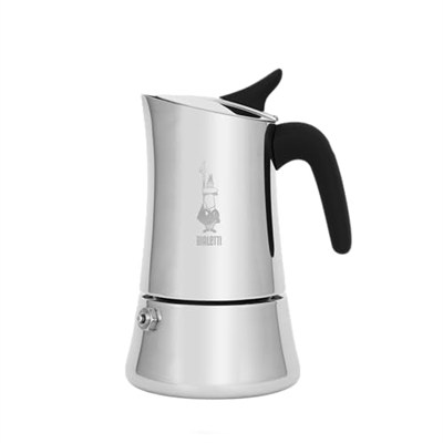 Bialetti - Moon Exclusive: 4 Cups Ocak Üstü Espresso Pişirici - 170ml - Gümüş Renk - Paslanmaz Çelik Gövde - Patentli Güvenlik Valfi - Tüm Ocak Türleri İçin Uygundur (İndüksiyon Dahil)