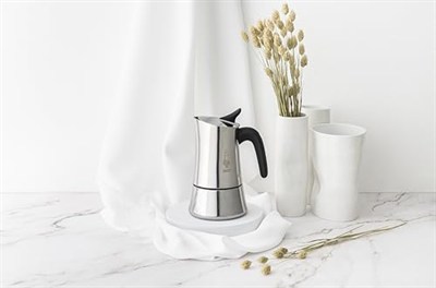 Bialetti - Moon Exclusive: 4 Cups Ocak Üstü Espresso Pişirici - 170ml - Gümüş Renk - Paslanmaz Çelik Gövde - Patentli Güvenlik Valfi - Tüm Ocak Türleri İçin Uygundur (İndüksiyon Dahil)
