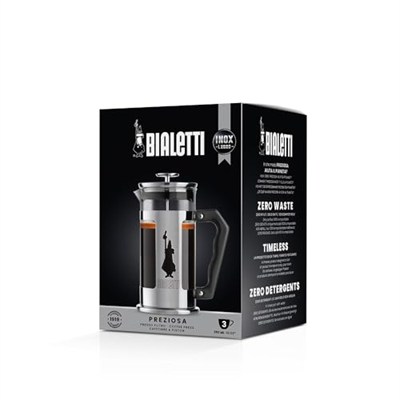Bialetti - Preziosa French Press: Yaklaşık 350mL kapasiteli kahve hazırlayıcı - 18/10 Paslanmaz Çelik Gövde - Bulaşık Makinesinde Yıkanabilen Borosilikat Cam Sürahi - Paslanmaz Çelik Filtre Sistemi