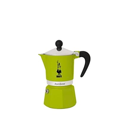 Bialetti - Rainbow: 3 Cups Ocak Üstü Espresso Pişirici - 130ml - Yeşil Renk - Alüminyum Gövde - Patentli Güvenlik Valfi - Tüm Ocak Türleri İçin Uygundur (İndüksiyon Hariç)
