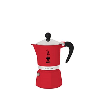 Bialetti - Rainbow: 6 Cups Ocak Üstü Espresso Pişirici - 250ml - Kırmızı Renk - Alüminyum Gövde - Patentli Güvenlik Valfi - Tüm  - Seçenekler: 1 Tasse, 3 Cups, 3 Tassen, 6 Cups, 6 Kişilik, 6 Tassen...