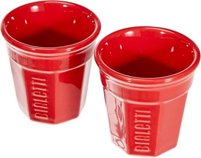 Bialetti - Set Mini Express: Ocak Üstü Espresso Pişirici + 2 Cups - Renk Kırmızı