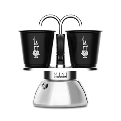 Bialetti - Set Mini İndüksiyon: Ocak Üstü Espresso Pişirici + 2 Cups - İndüksiyon Ocak Türleri İçin Uygundur