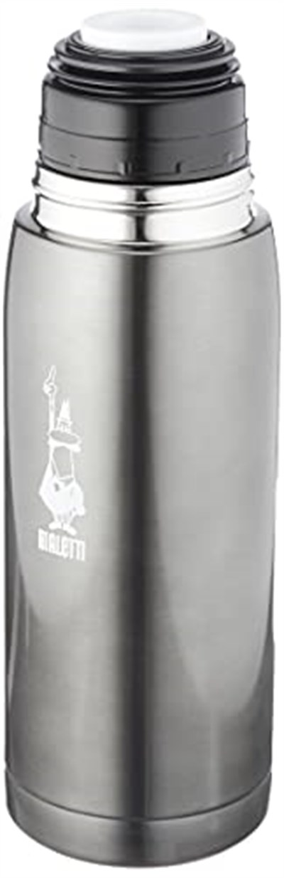 Bialetti - Termos - 460mL - Koyu Gri Renk - Paslanmaz Çelik - Çift Katmanlı - 12 Saat Sıcak 24 Saat Soğuk Tutar - Bardaklı Kapak Özelliği