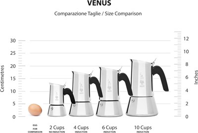 Bialetti - Venus: 2 Cups Ocak Üstü Espresso Pişirici - 85ml - Gümüş Renk - Paslanmaz Çelik Gövde - Patentli Güvenlik Valfi -  - Seçenekler: 2 bardak, 4 tassen, 6 tassen, 10 bardak, 32X21.5X27.5, 35...