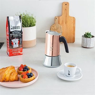 Bialetti - Venus: 4 Cups Ocak Üstü Espresso Pişirici - 170ml - Kahverengi, Gümüş Renk - Paslanmaz Çelik Gövde - Patentli Güvenlik Valfi - Tüm Ocak Türleri İçin Uygundur (İndüksiyon Dahil)