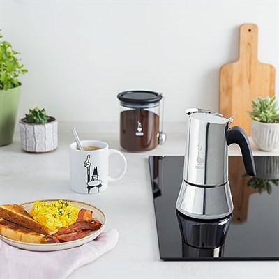 Bialetti - Venus: 6 Cups Ocak Üstü Espresso Pişirici - 235ml - Gümüş Renk - Paslanmaz Çelik Gövde - Patentli Güvenlik Valfi - Tüm Ocak Türleri İçin Uygundur (İndüksiyon Dahil)