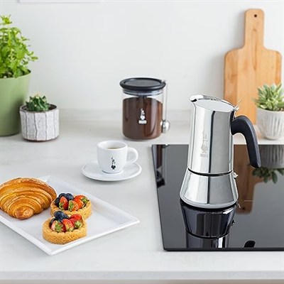 Bialetti - Venus: 6 Cups Ocak Üstü Espresso Pişirici - 235ml - Gümüş Renk - Paslanmaz Çelik Gövde - Patentli Güvenlik Valfi - Tüm Ocak Türleri İçin Uygundur (İndüksiyon Dahil)