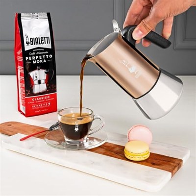 Bialetti - Venus: 6 Cups Ocak Üstü Espresso Pişirici - 235ml - Kahverengi, Gümüş Renk - Paslanmaz Çelik Gövde - Patentli Güvenlik Valfi - Tüm Ocak Türleri İçin Uygundur (İndüksiyon Dahil)