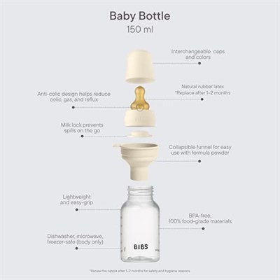 Bibs Baby PP Bottle Kauçuk Uç Biberon Ivory 150 ml