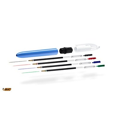 BIC 4 Renkli Orijinal Kalem, Çok Renkli Kalemler Hepsi Bir Arada, Biro Kalemler, Orta 1,0 mm, Yeşil, Mavi, Kırmızı, Siyah, Paket Başına 3 Kalem, 1 Paket