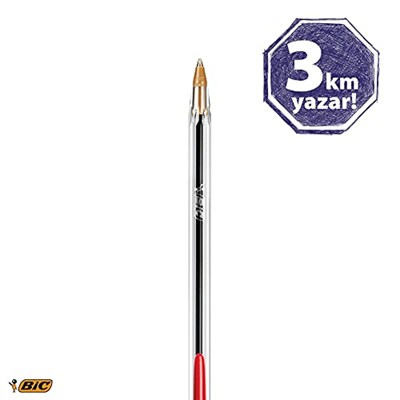 BIC Cristal Medium Tükenmez Kalem Kırmızı 50li Kutu, 1.0 mm Orta Kalınlıkta Uç, Şeffaf Gövde, Delikli Kapak