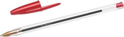 BIC Cristal Medium Tükenmez Kalem Kırmızı 50li Kutu, 1.0 mm Orta Kalınlıkta Uç, Şeffaf Gövde, Delikli Kapak